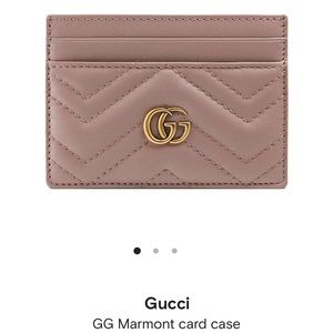 Pink Leather Gucci Marmont Card Case